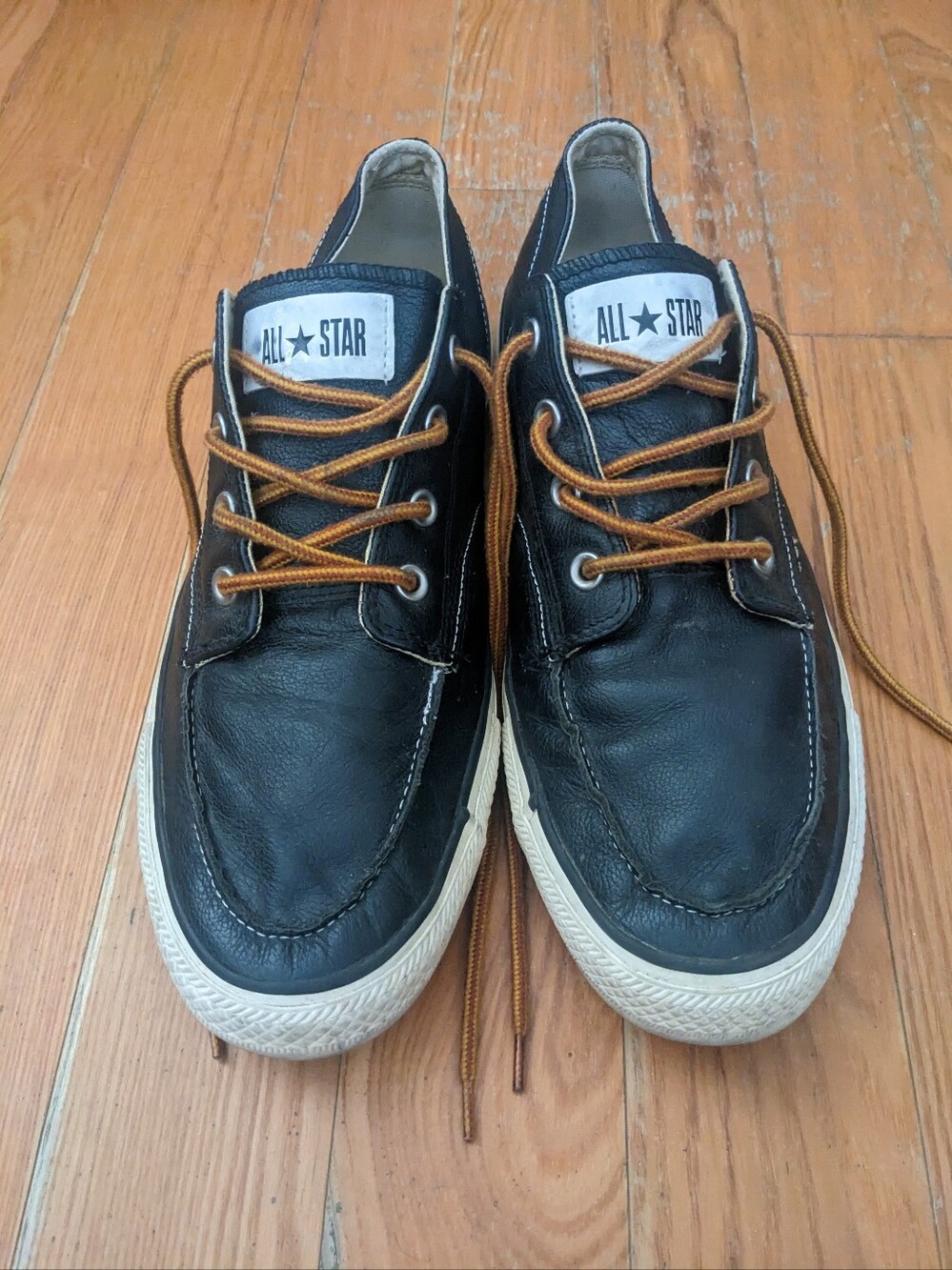 Converse Black Leather Boat Shoes Moccasins Sneakers Men's 12